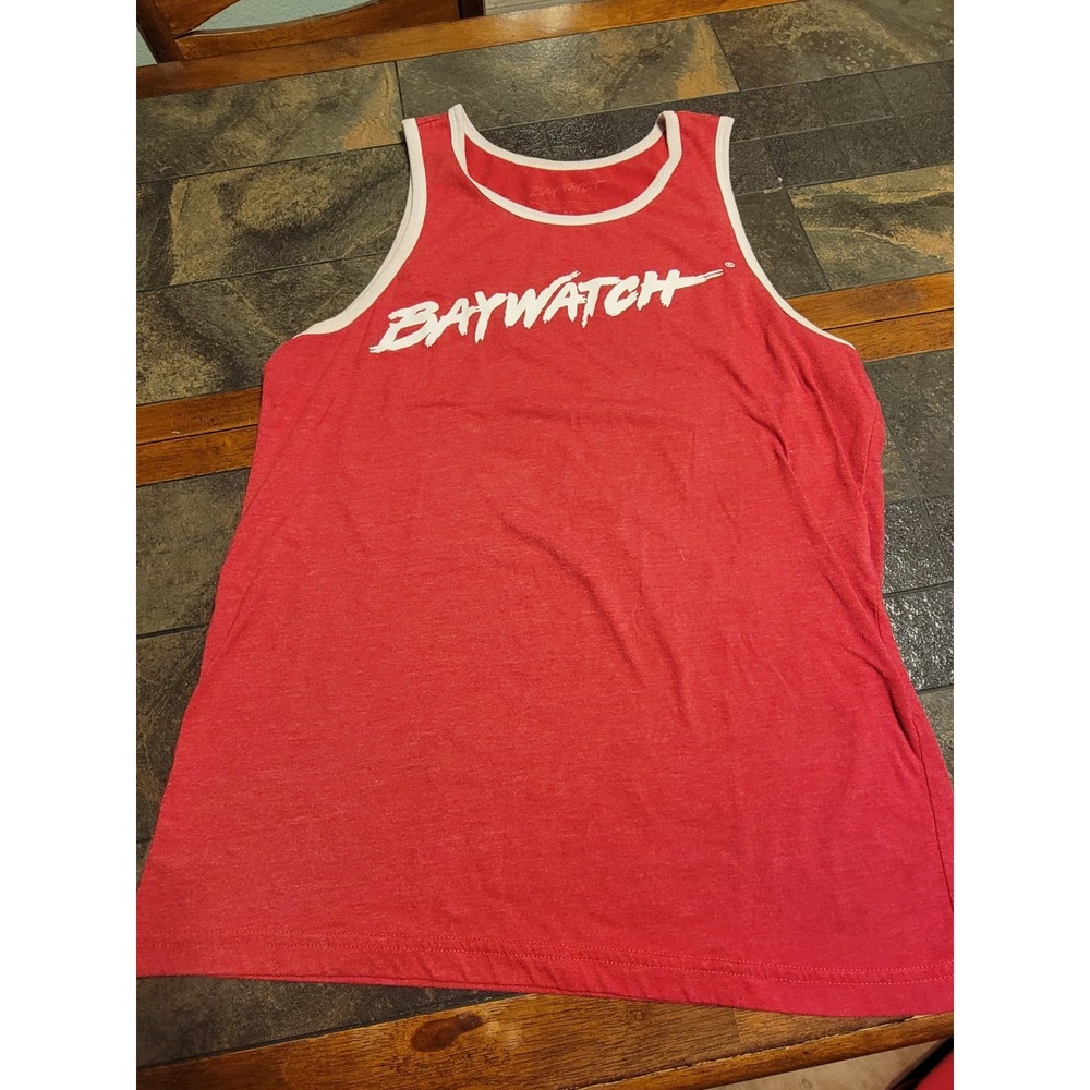 BAYWATCH Retro Y2K Tank Top Men's Size M Red Malibu Beach Patrol Pamela Anderson
